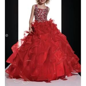 NEW TIFFANY PRINCESS girls exquisite heavy sequin detail dress in red
